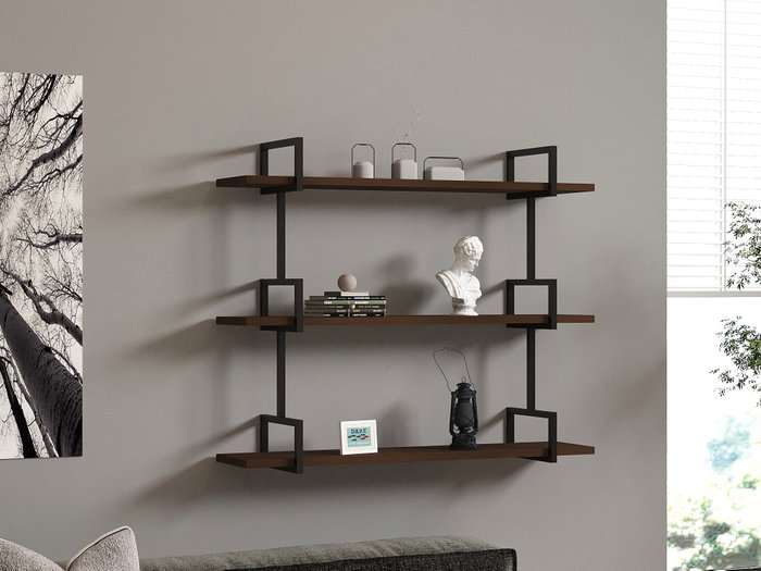 Hanah Home Estantería de Pared Industrial Nogal Hanah Home Estantería de Pared Industrial Nogal